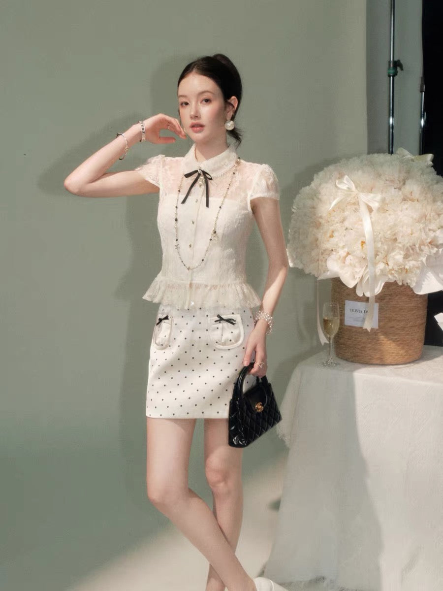 lace luxury frill tops & skirt KS1306