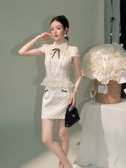 lace luxury frill tops & skirt KS1306