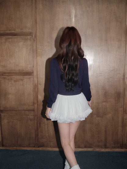 navy luxury mood flower cardigan KS1193