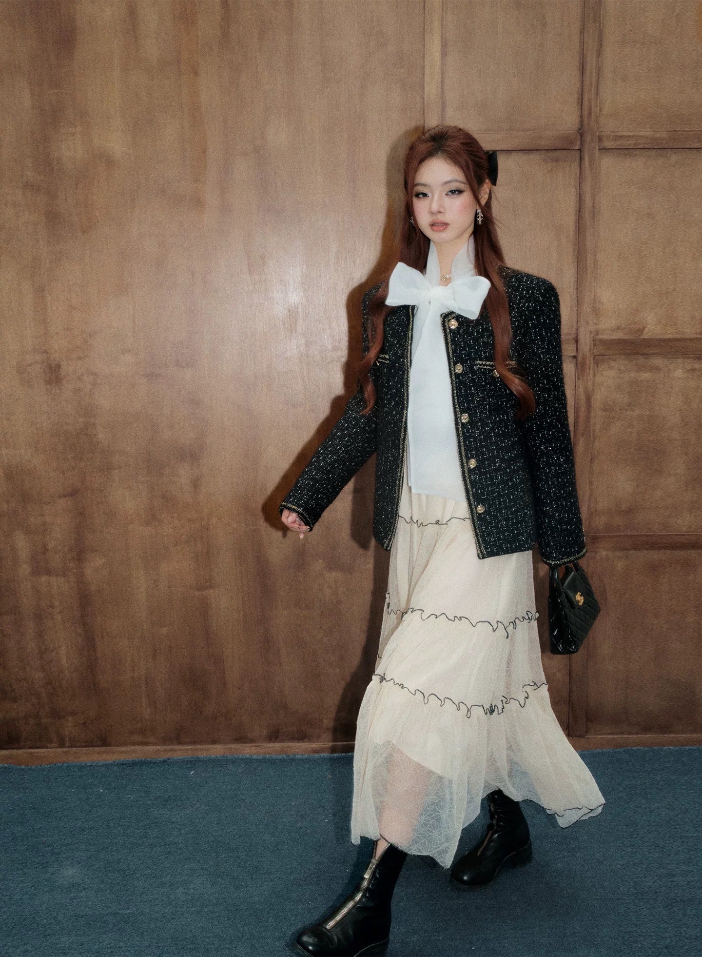 center ribbon design blouse KS1215