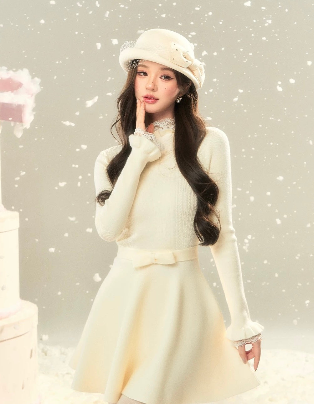 center ribbon point one-piece KS1229