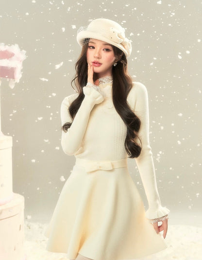 center ribbon point one-piece KS1229