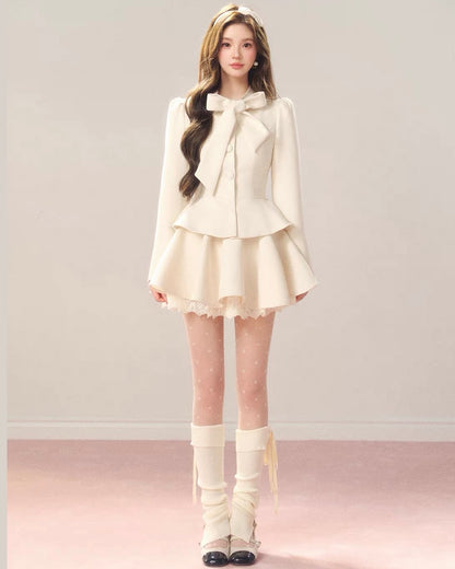 high-end ribbon point tops & skirt KS1332
