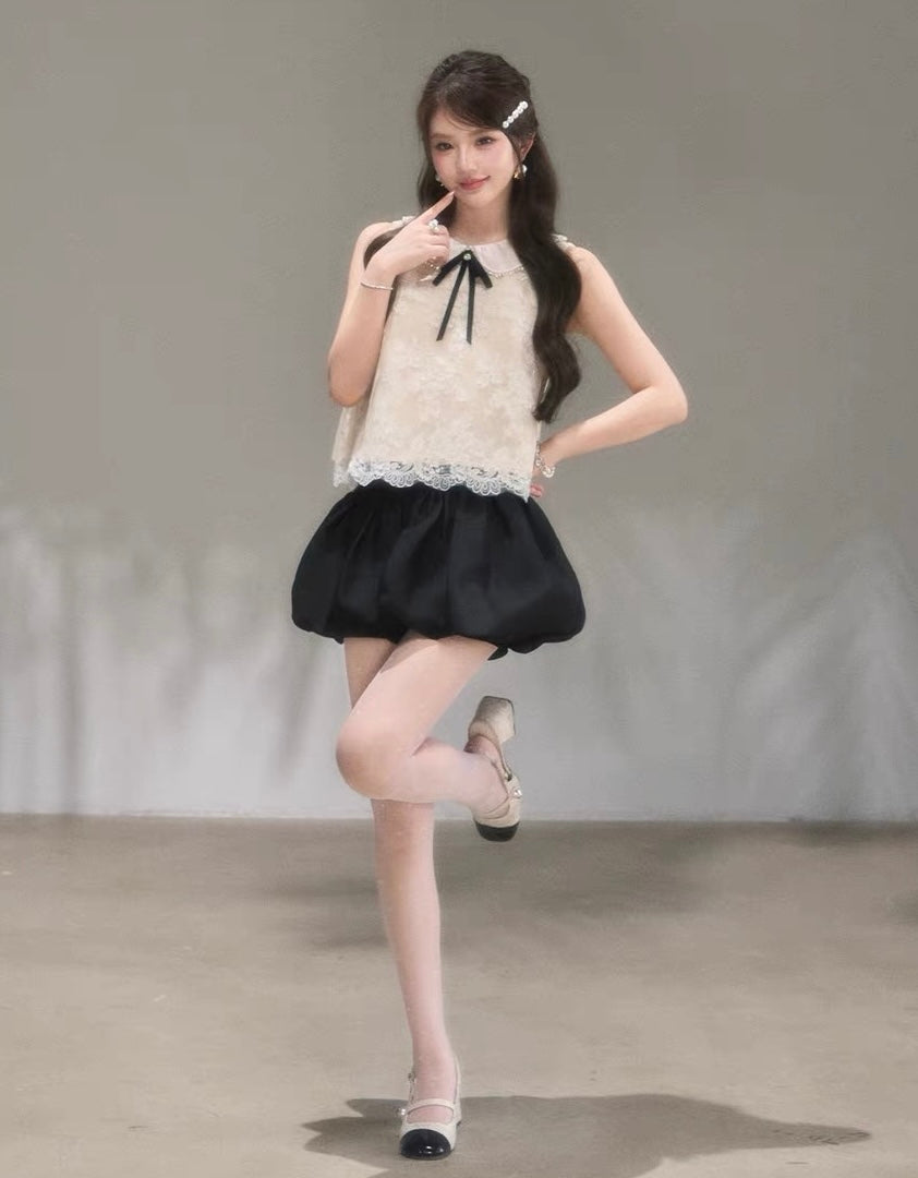 lace curler point tops & skirt KS1290