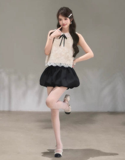 lace curler point tops & skirt KS1290