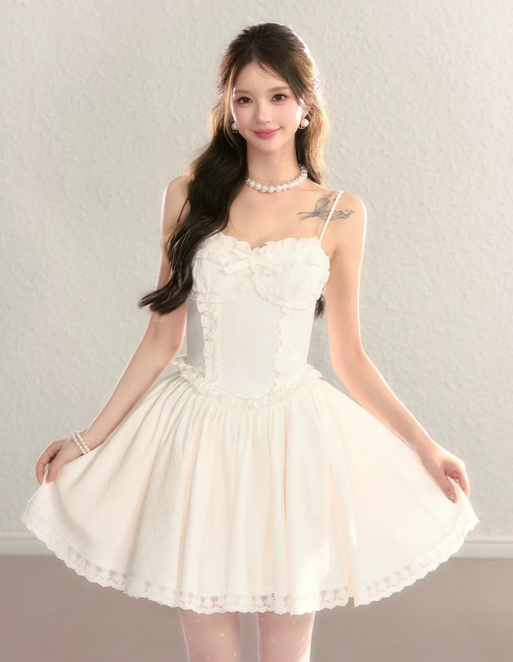frill pattern one-piece KS1278