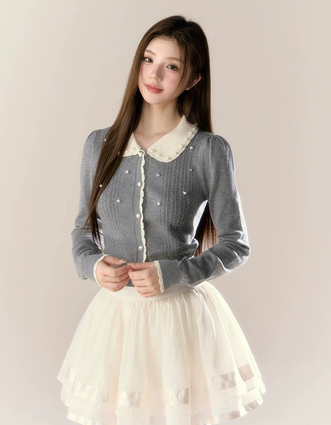 round curler Perl cardigan KS1221