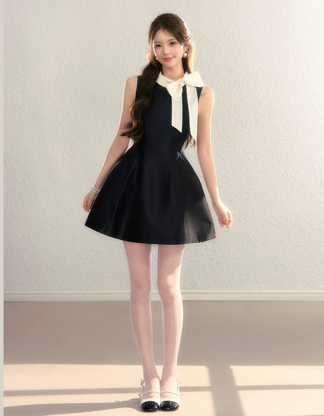 ワンピース Lumignon Bijou grid ribbon dress ribbon point bijou one-piece KS1284 – kim sua.
