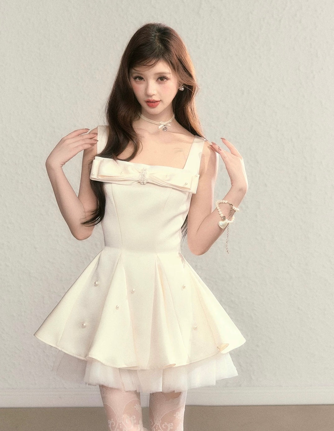 Perl point ribbon one-piece KS1276