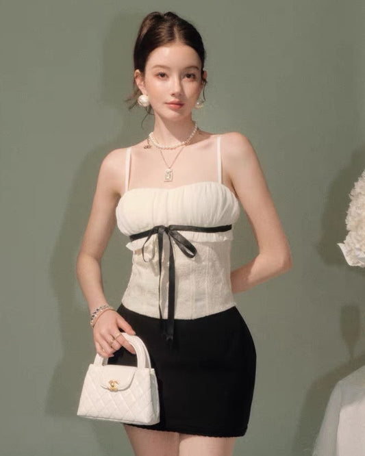 line center ribbon tops & skirt KS1311