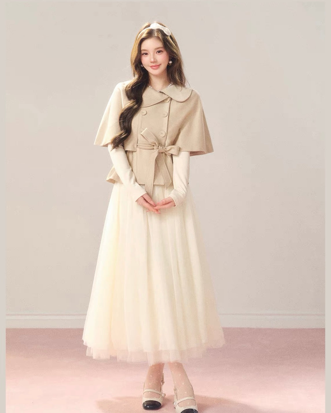 girly line beige coat KS1330