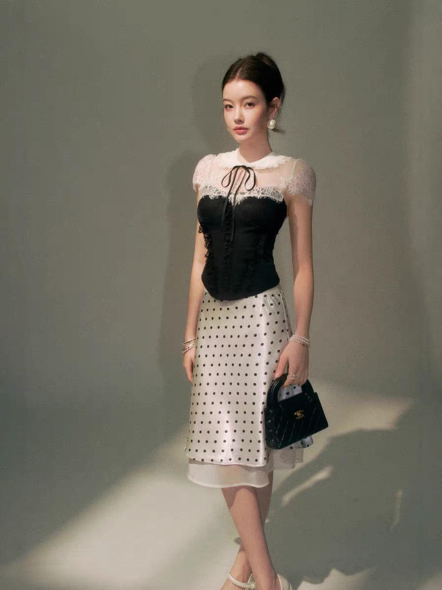 lace mood high-end tops & skirt KS1305