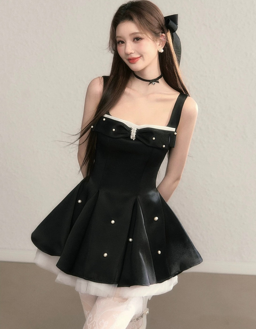 Perl point ribbon one-piece KS1276
