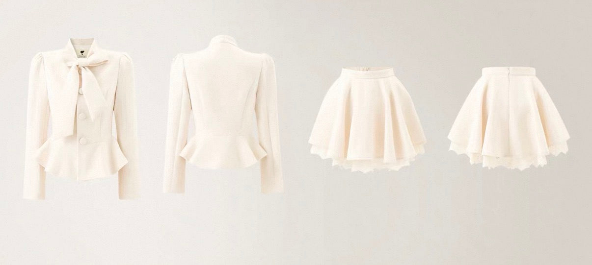 high-end ribbon point tops & skirt KS1332