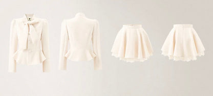 high-end ribbon point tops & skirt KS1332