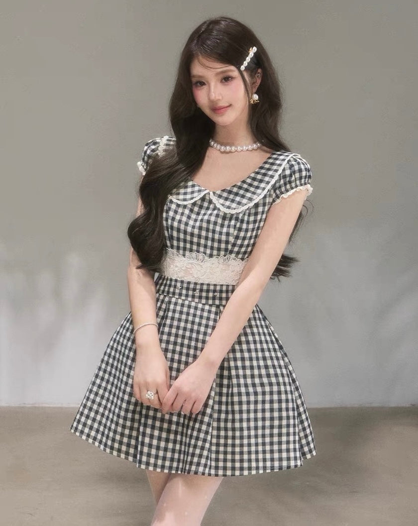 gingham check mood one-piece KS1289