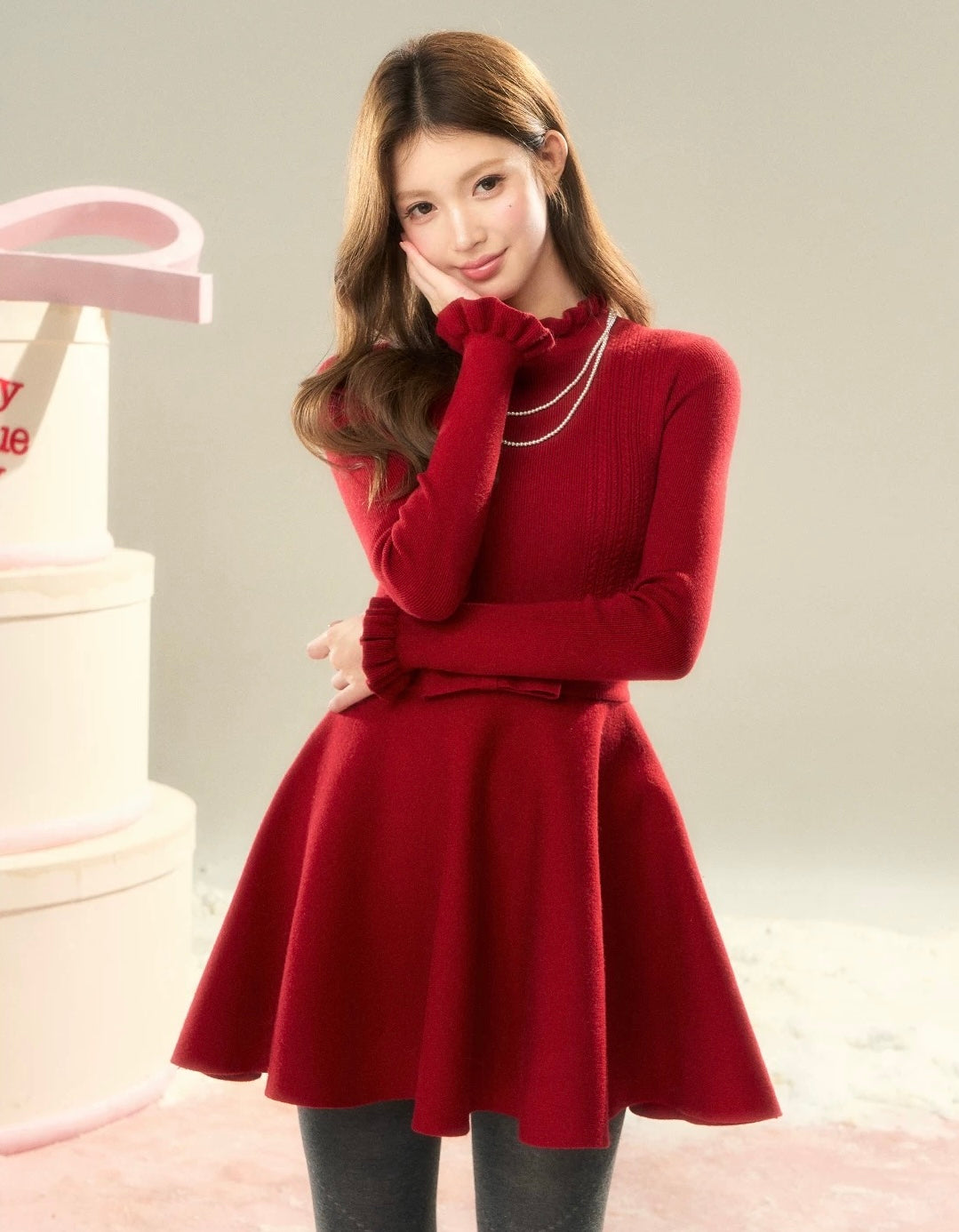 center ribbon point one-piece KS1229