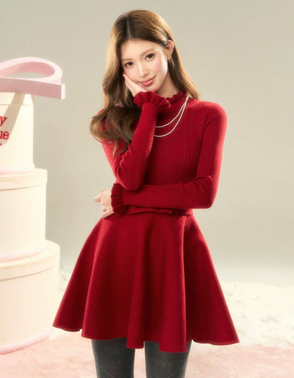 center ribbon point one-piece KS1229