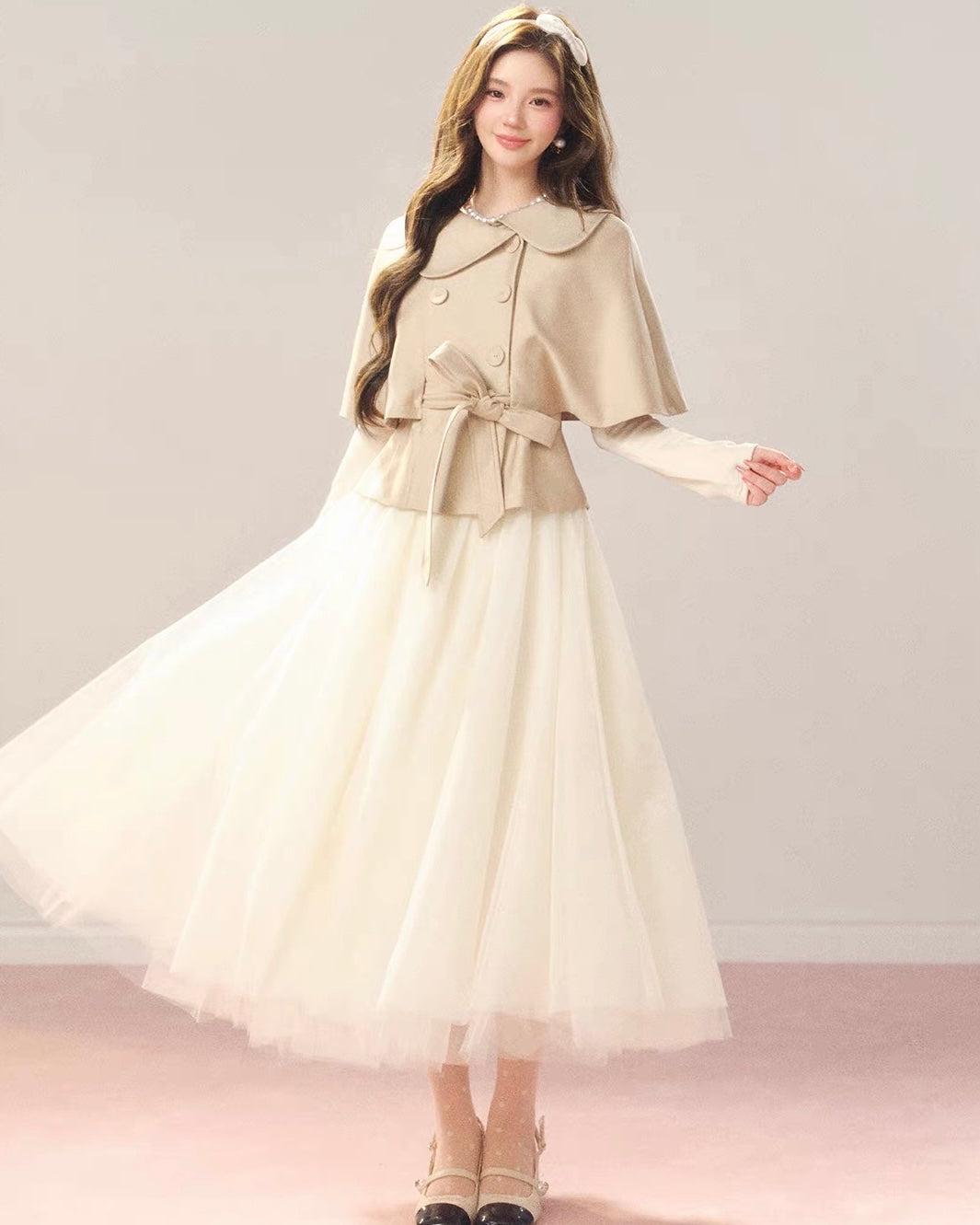 girly line beige coat KS1330