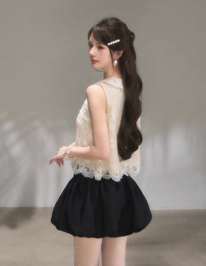 lace curler point tops & skirt KS1290