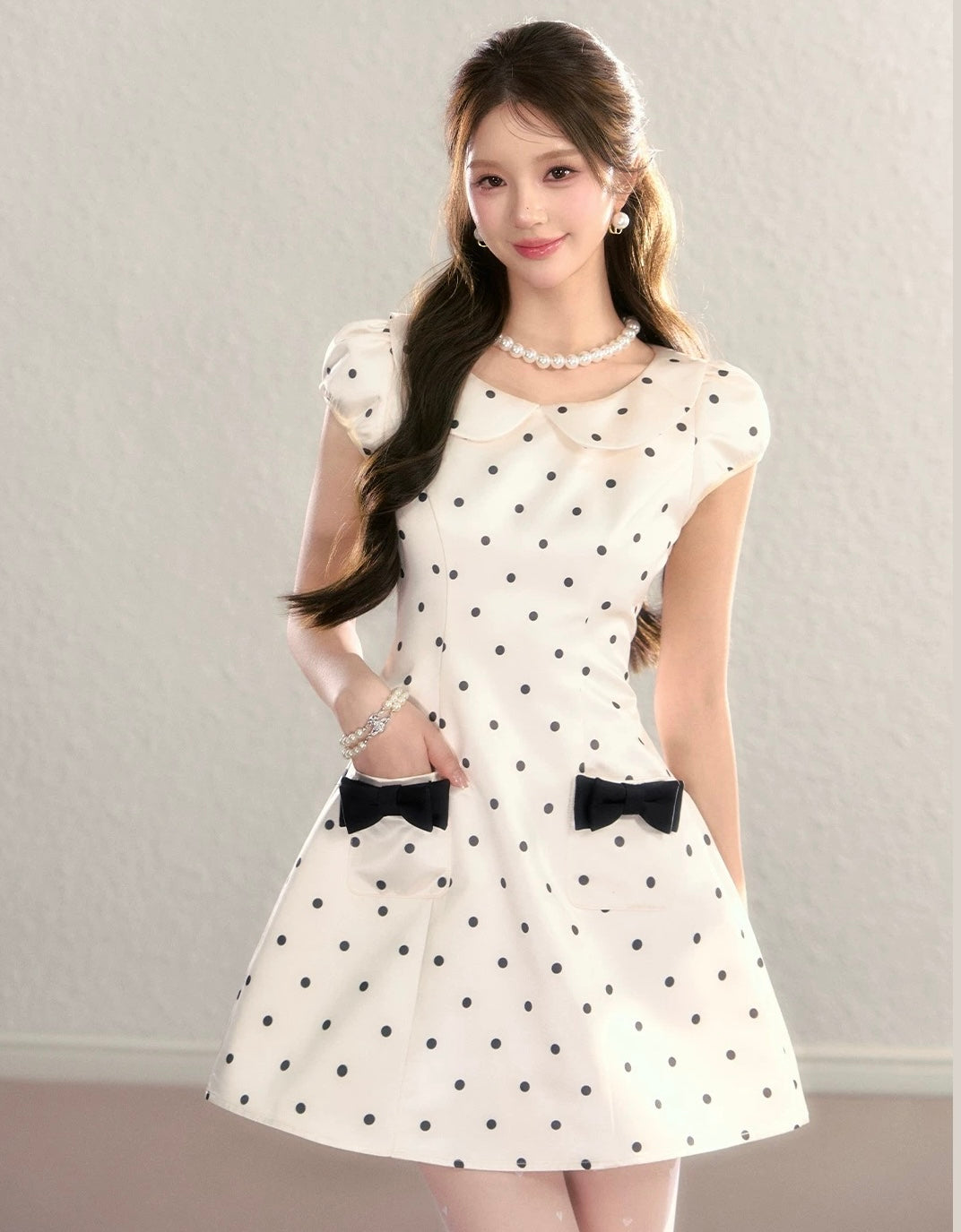 dot luxury ribbon one-piece KS1274