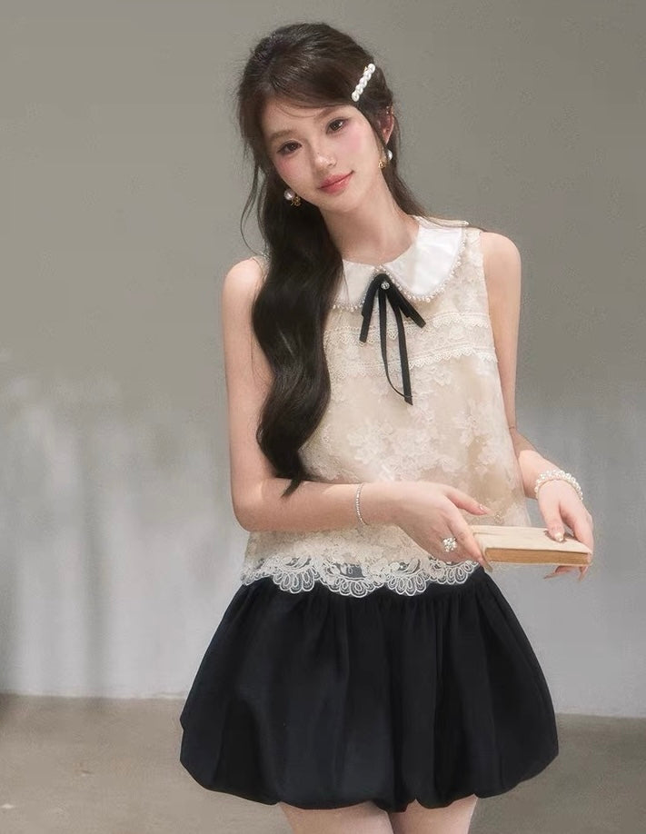 lace curler point tops & skirt KS1290