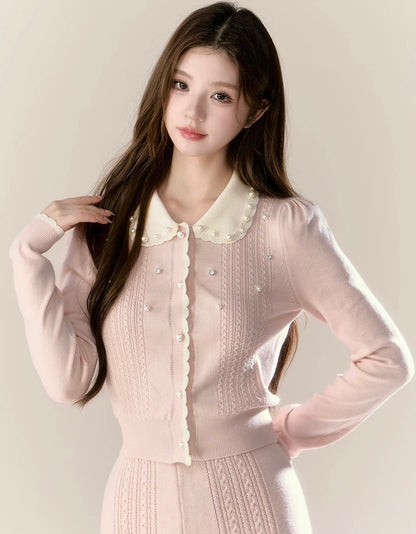 round curler Perl cardigan KS1221