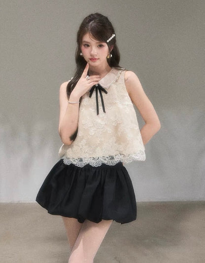 lace curler point tops & skirt KS1290