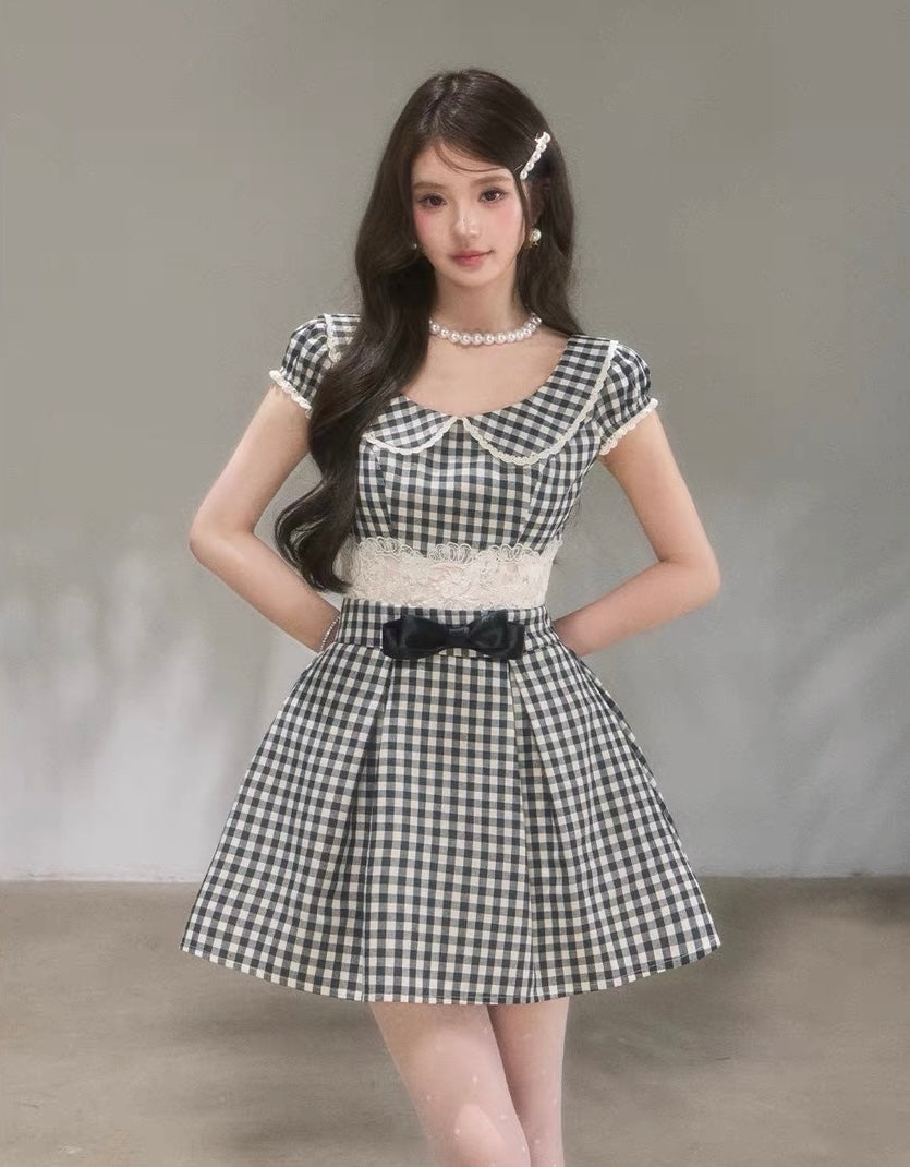 gingham check mood one-piece KS1289