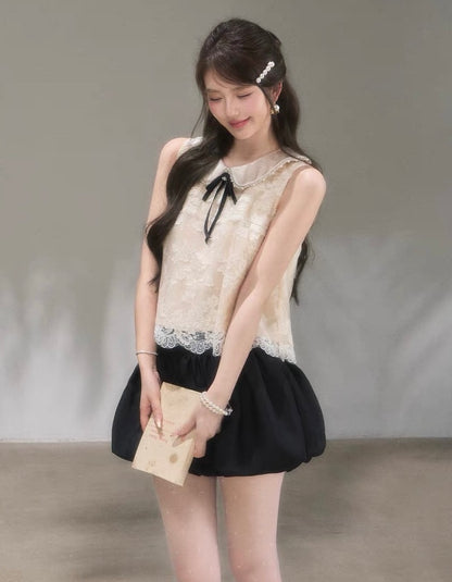 lace curler point tops & skirt KS1290