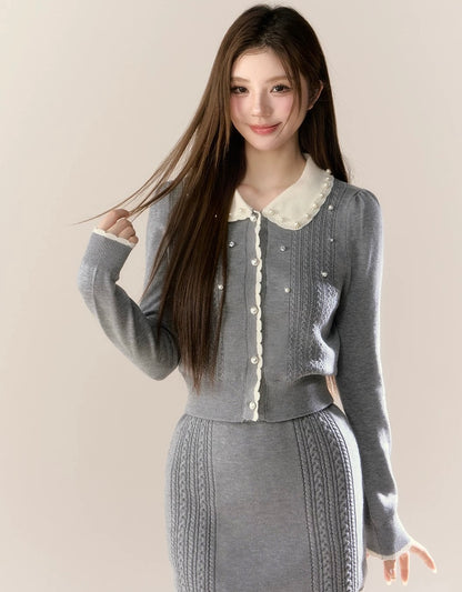 round curler Perl cardigan KS1221