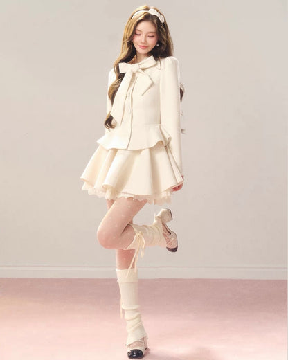 high-end ribbon point tops & skirt KS1332