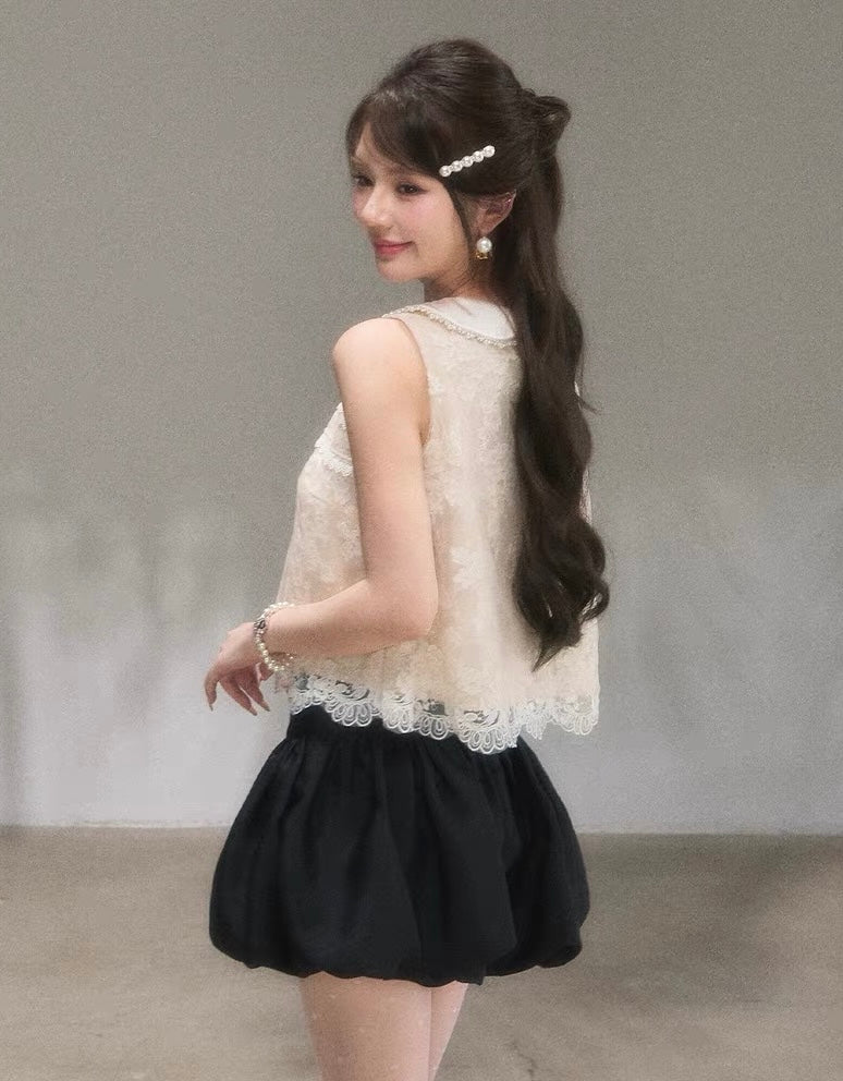 lace curler point tops & skirt KS1290