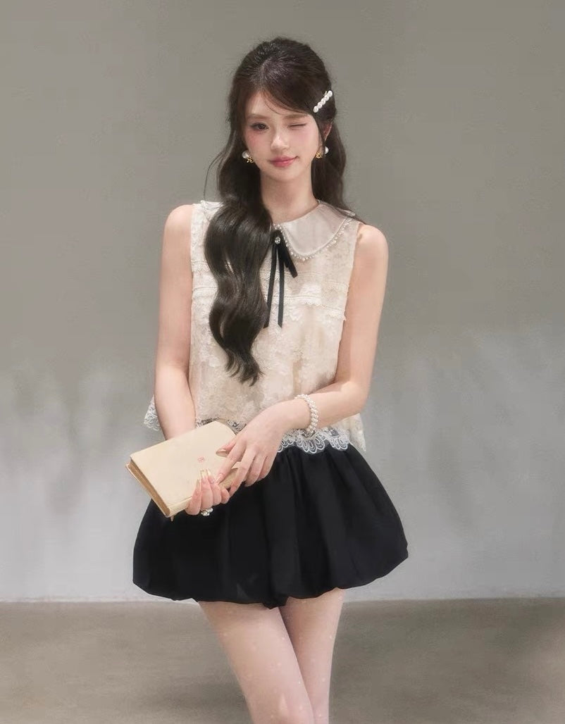 lace curler point tops & skirt KS1290