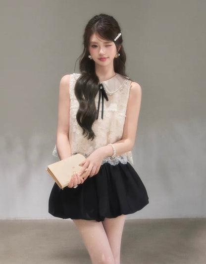 lace curler point tops & skirt KS1290