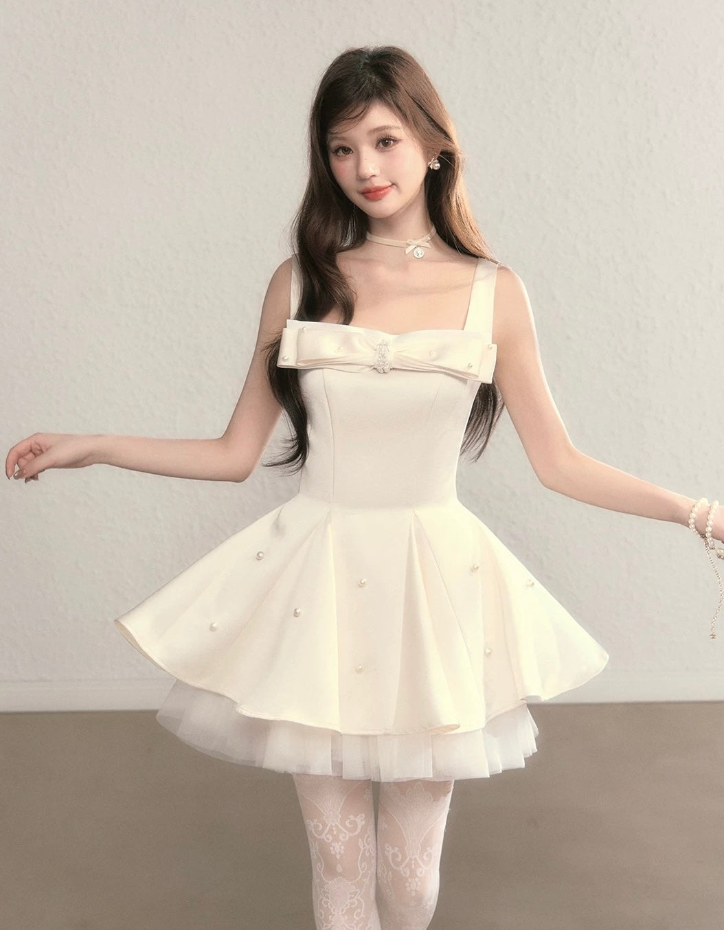 Perl point ribbon one-piece KS1276