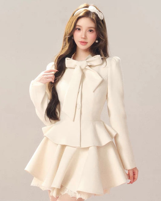 high-end ribbon point tops & skirt KS1332