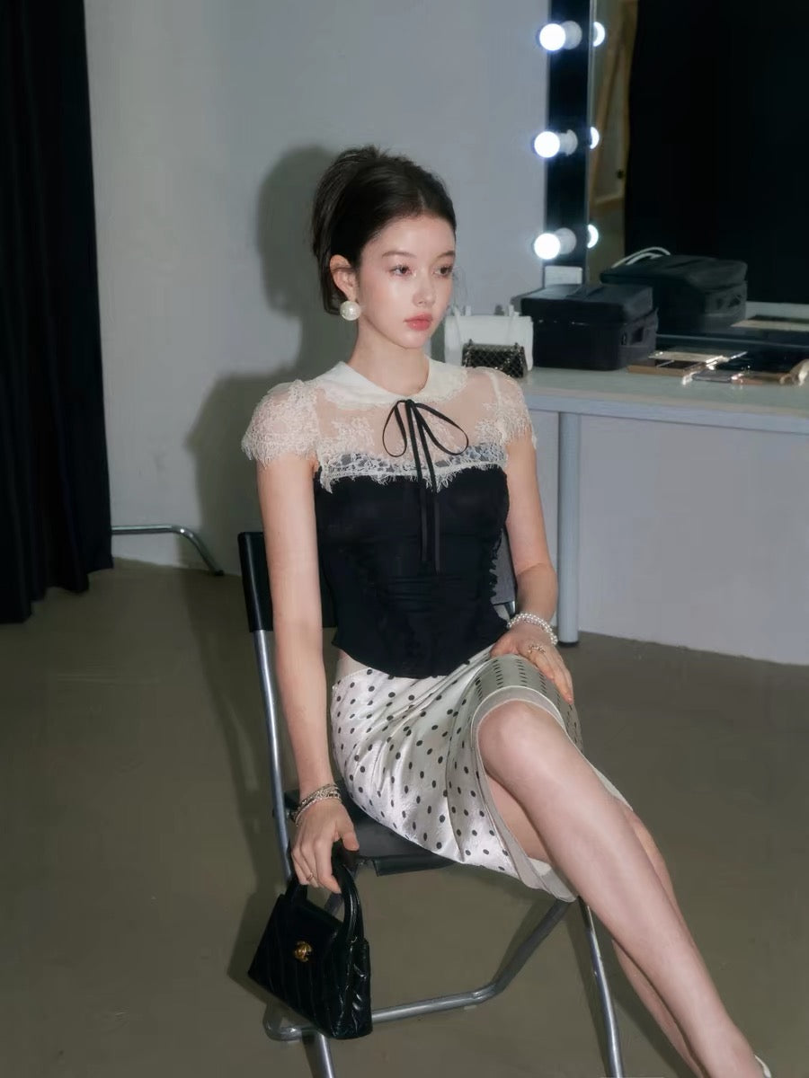 lace mood high-end tops & skirt KS1305