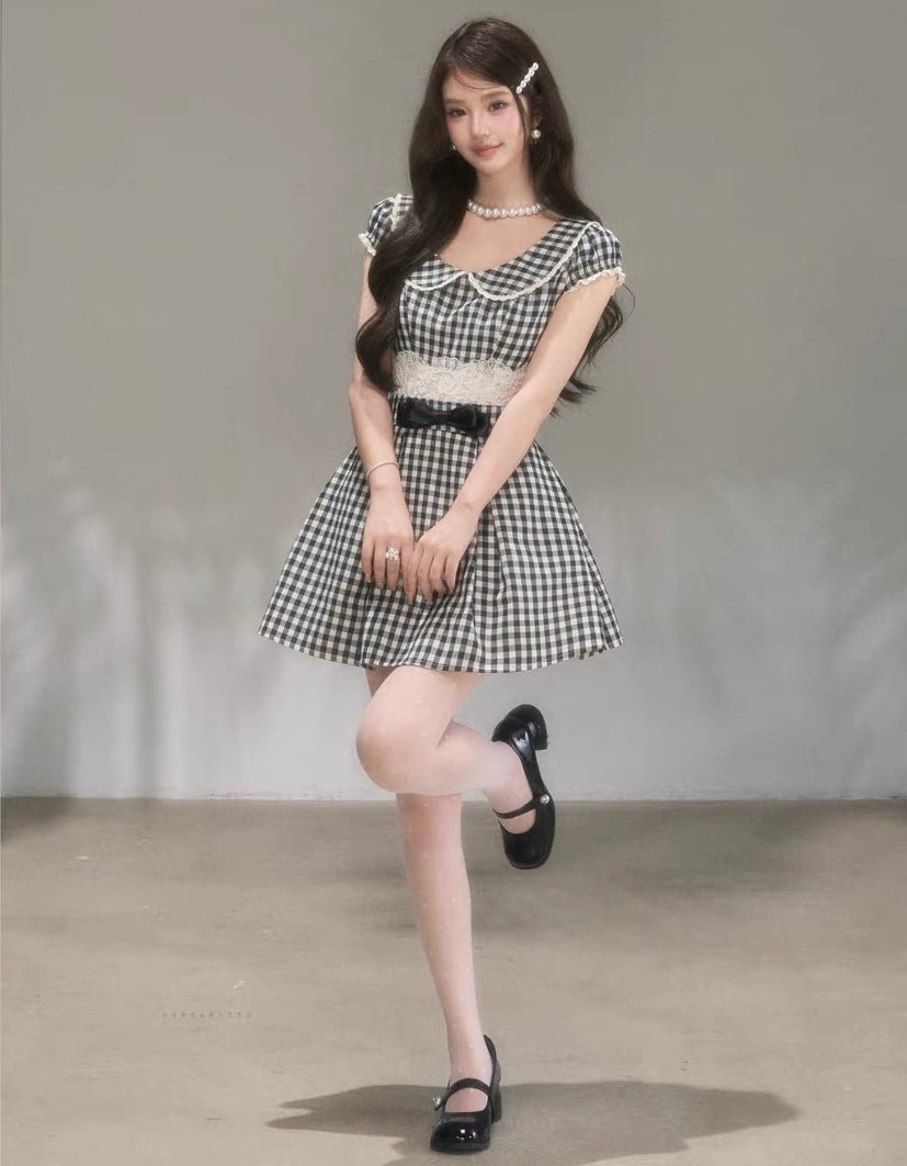 gingham check mood one-piece KS1289