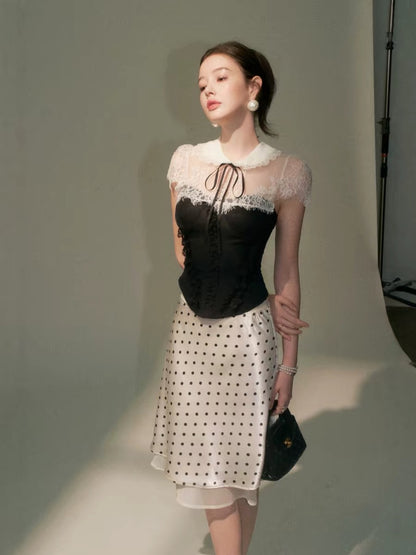 lace mood high-end tops & skirt KS1305