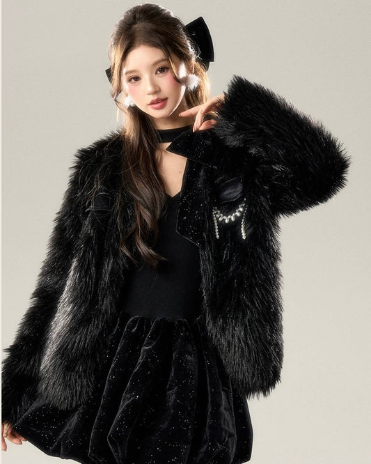 black far chain coat KS1227