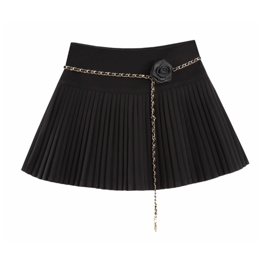 wanghong black pleats skirt KS1119